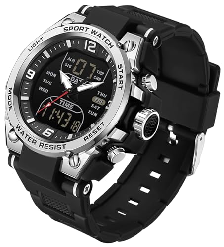 腕時計 メンズ デジタルウォッチ ミリタリーウォッチ とけい 3タイムゾーン表示 多機能 カウントダウン ストップウォッチ アラーム 目ざまし時計 時報 5ATM防水 日常カジュアル/スポーツ/アウトドア ランニング 夜光LED Watch 曜日日付表示